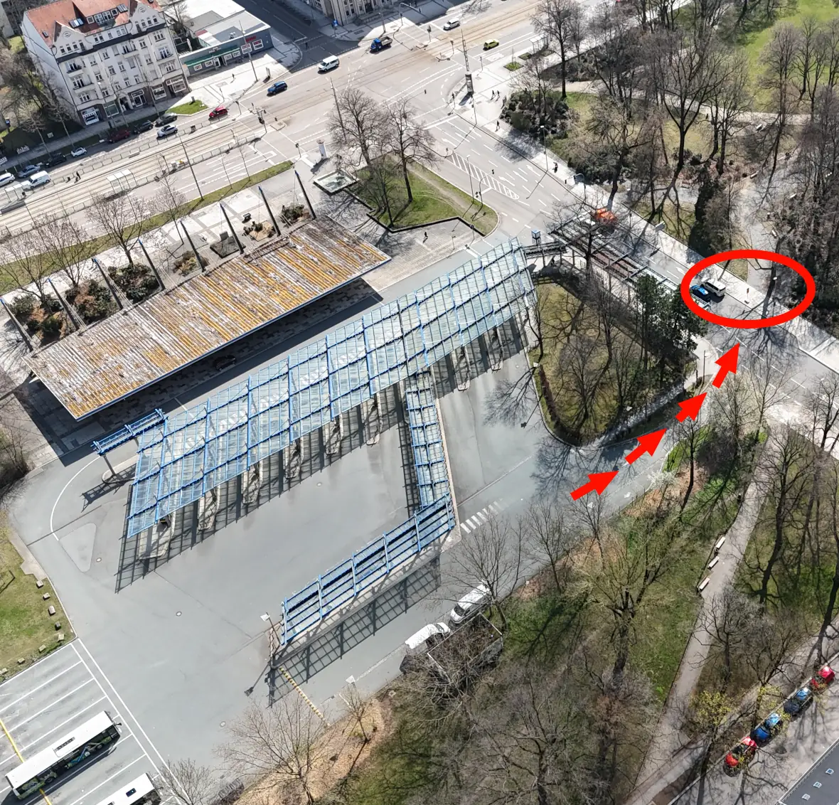 Taxi-Halteplatz am Busbahnhof und an der Georgstraße in Chemnitz