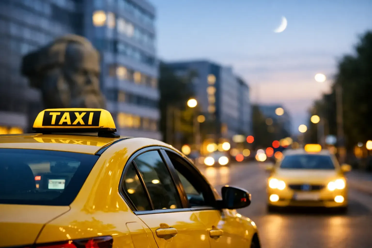 Taxi Chemnitz am Abend in der Innenstadt