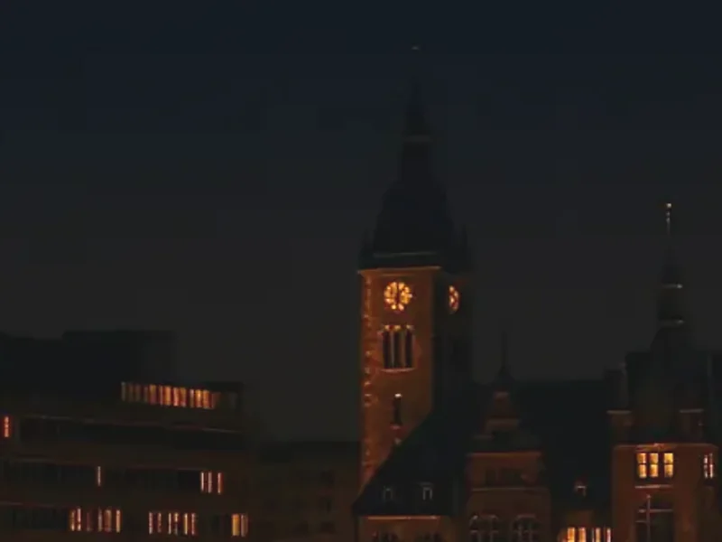Centrum Chemnitz v noci pro plánovanou jízdu taxi