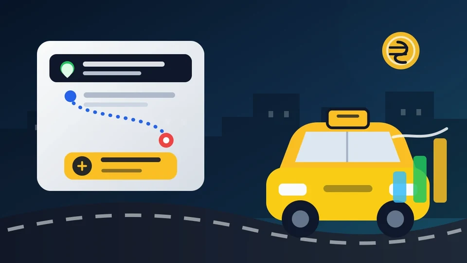 Digitální zobrazení trasy pro kalkulačku ceny taxi Chemnitz